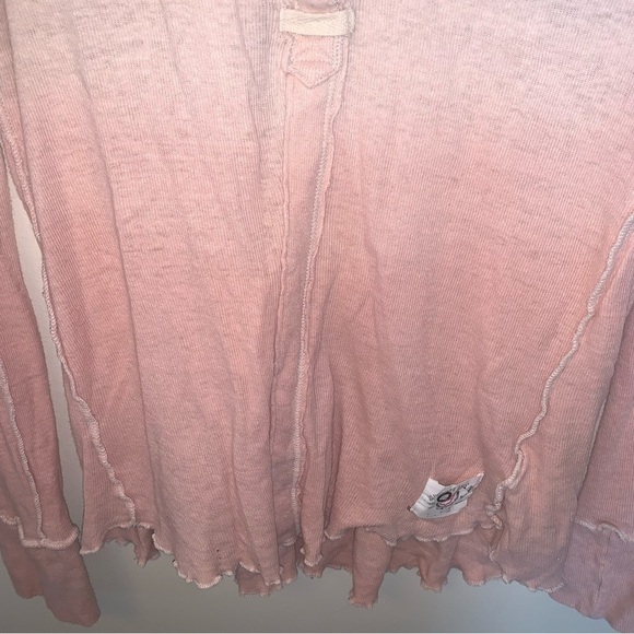 We The Free Cozy Up Henley Pink Ribbed Long Sleeve S - Picture 8 of 11